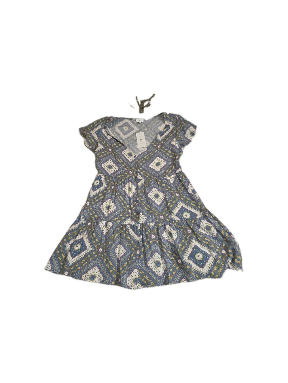 True Craft Dress XL NWT Floral Print Flutter Sleeve Tiered Cottage Peasant...